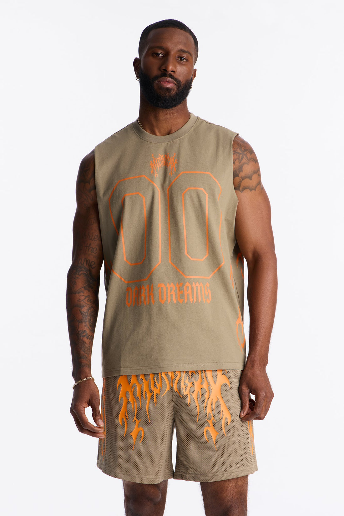 Midnight Anthem Graphic Muscle Tee - Olive/combo