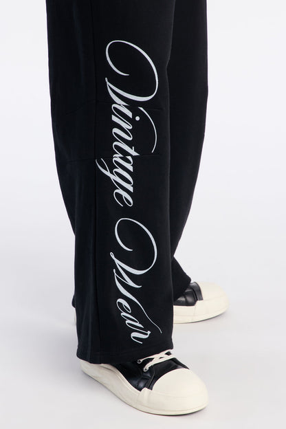 Vintage Wear Wide Leg Sweatpants - Black