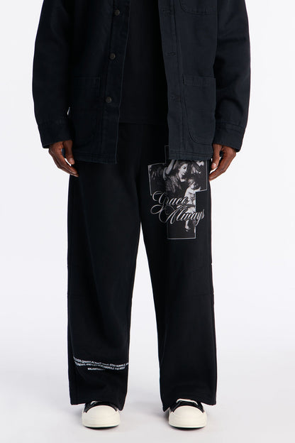 Grace Always Wide Leg Sweatpants - Black
