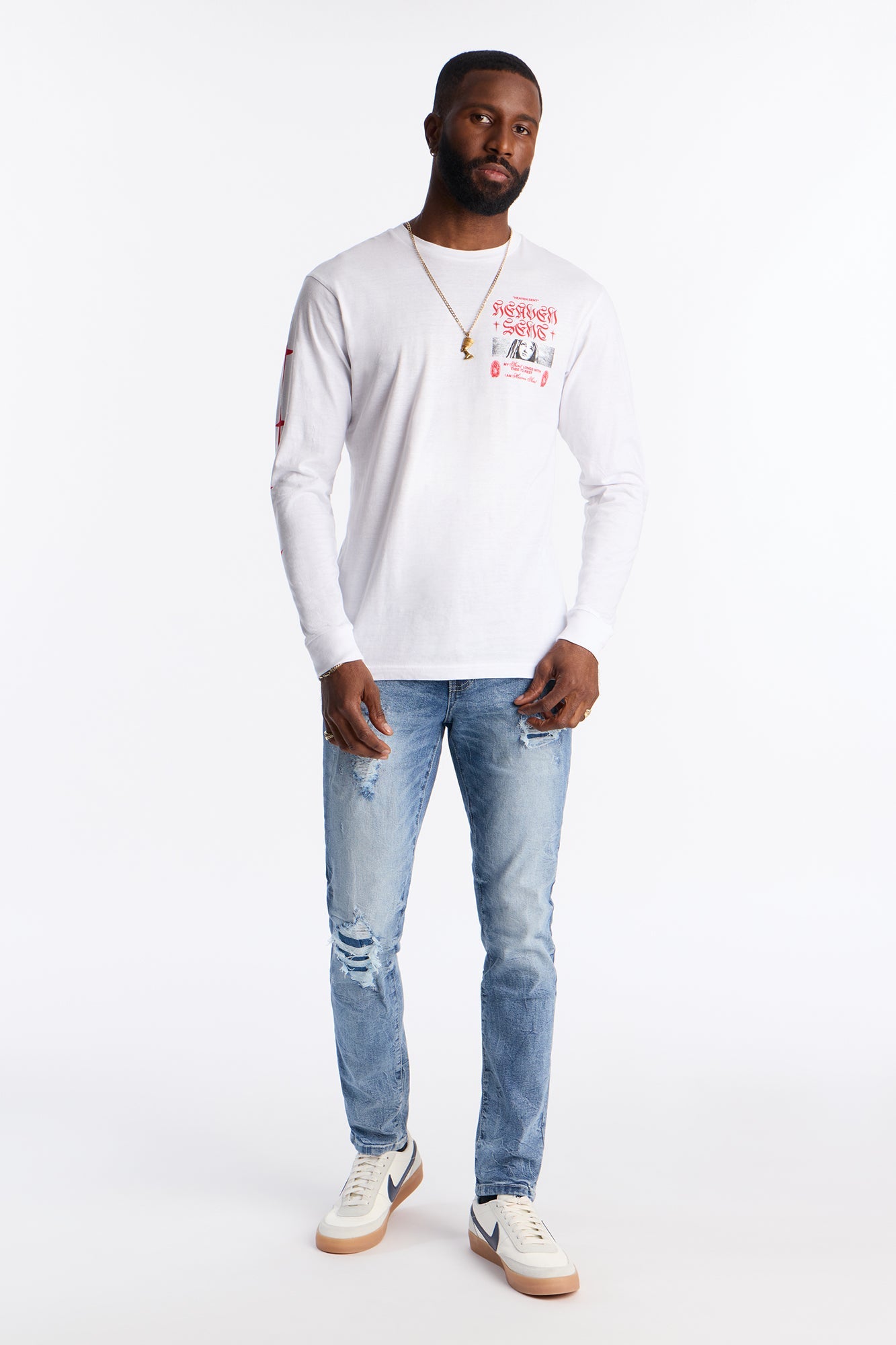 Heaven Sent Crusade Long Sleeve Tee - White