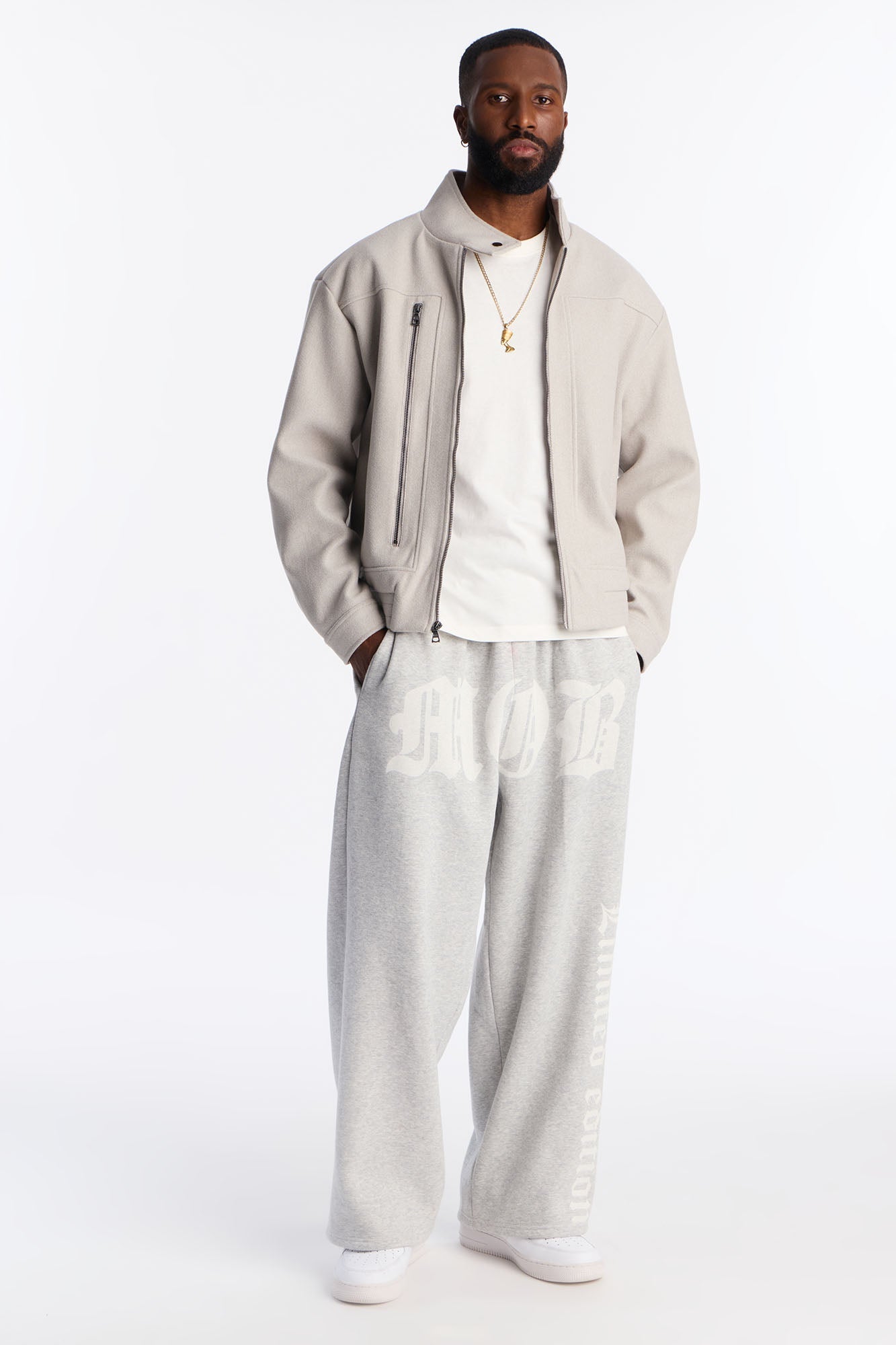 Mob Wide Leg Sweatpants - Grey