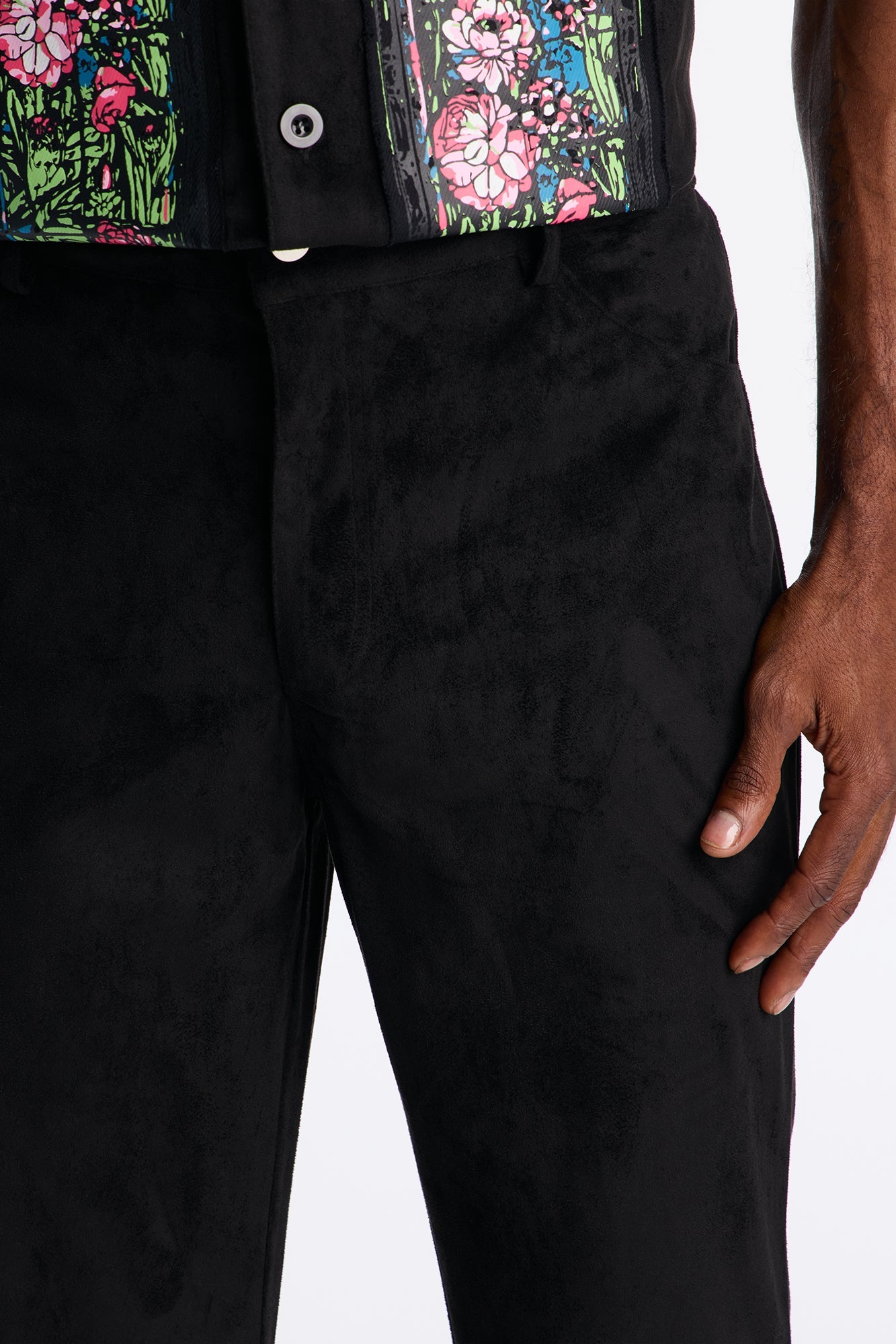 Slim Stained Truth Suede Pant - Black