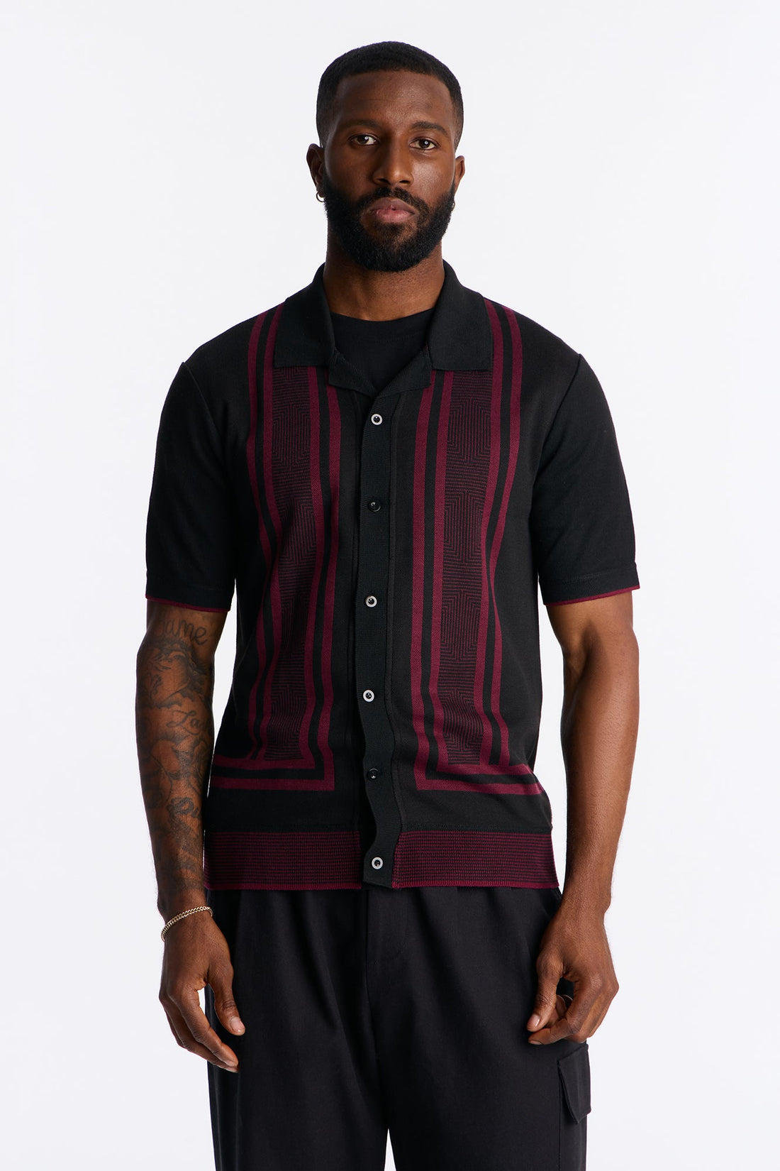 Casa Stripe Button Up - Black/combo