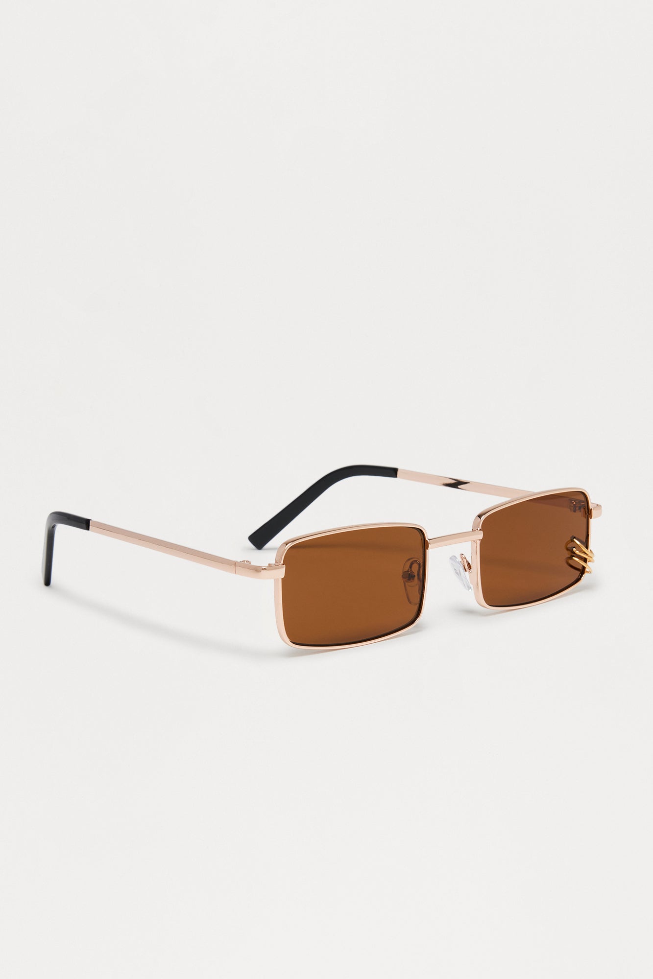 Square Metal Grommet Colored Lenses Sunglasses - Gold/Brown