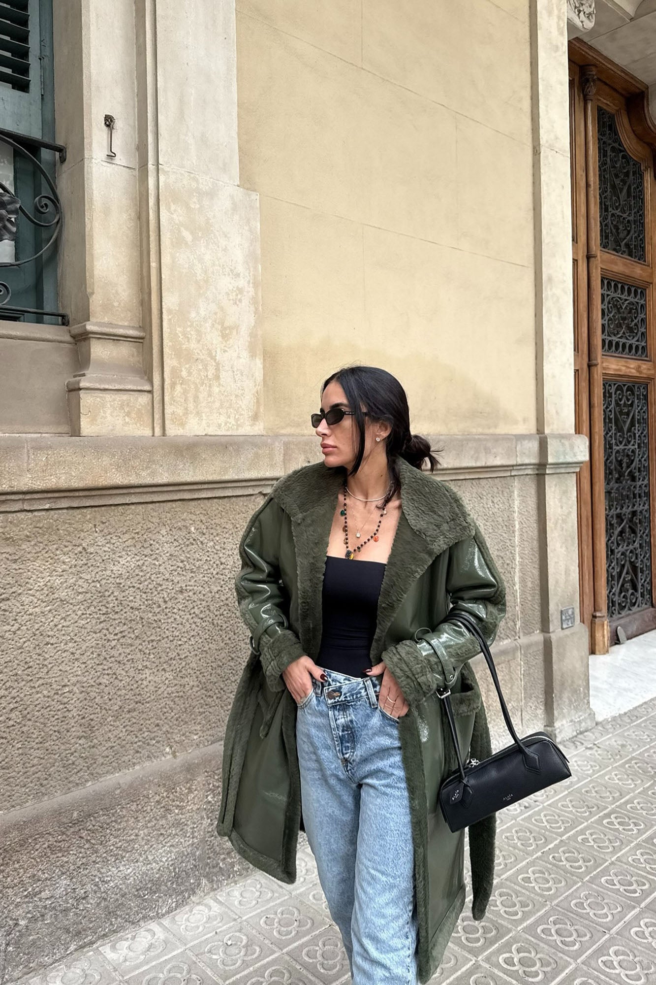 Waiting Games Shearling Trench - Olive
