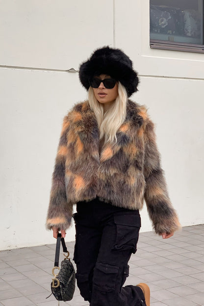 Have It On Lock Faux Fur Coat - Brown/combo