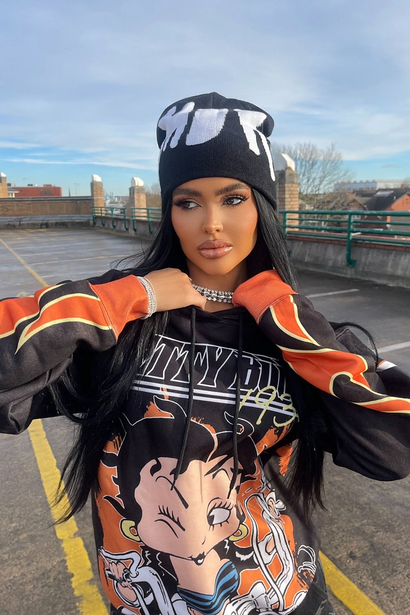Live Like Betty Graphic Hoodie - Black/Orange
