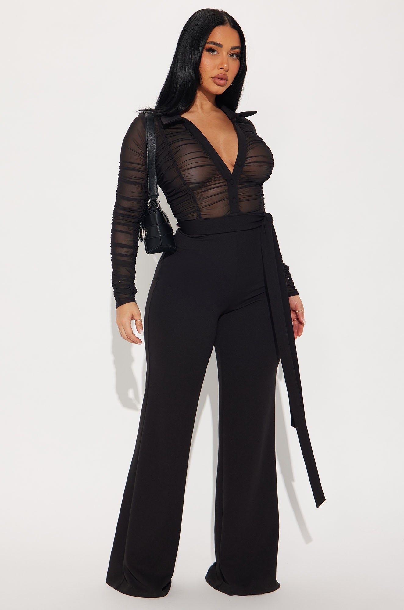 Very Classy Ruched Jumpsuit - Black