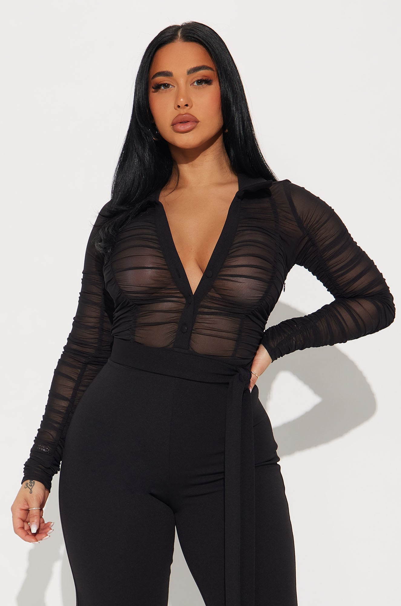 Very Classy Ruched Jumpsuit - Black