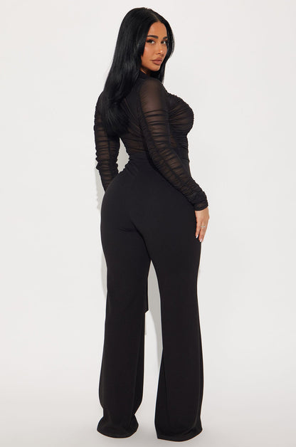 Very Classy Ruched Jumpsuit - Black