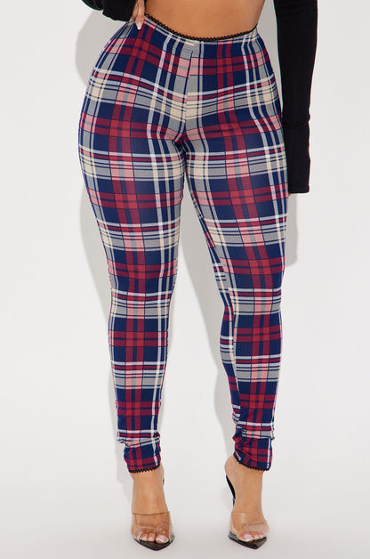 Camryn Plaid Legging - Magenta/combo