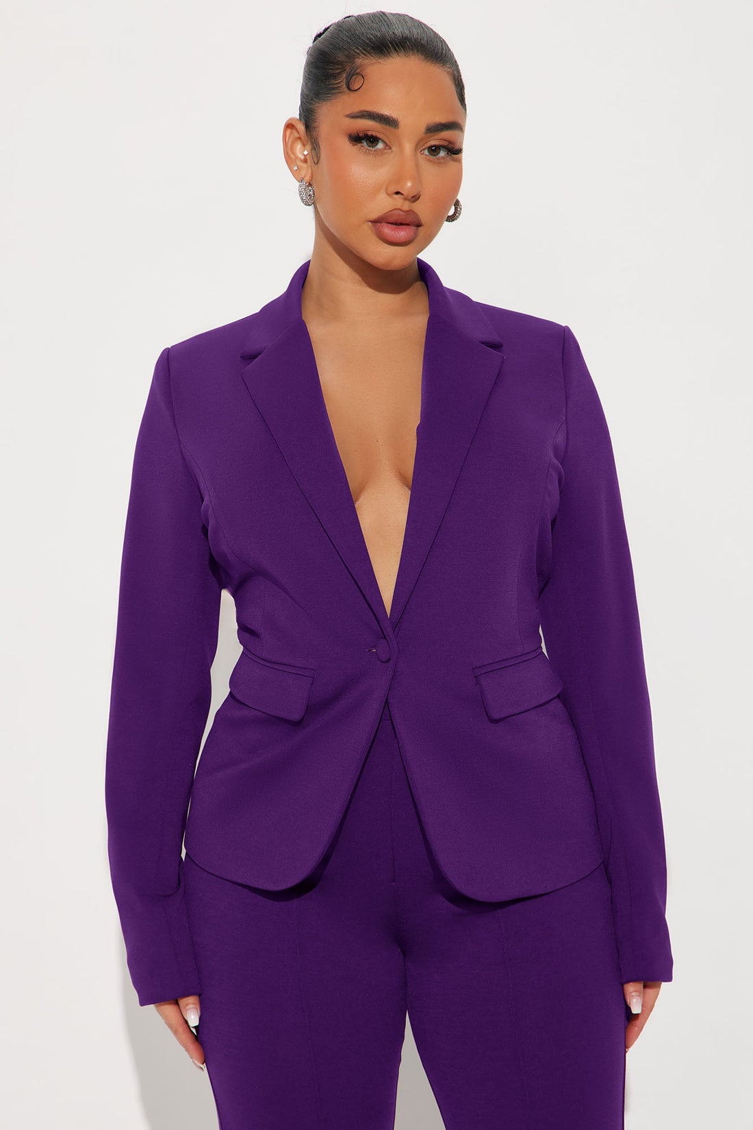 Business Per Usual Blazer Pant Set - Plum