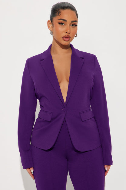 Business Per Usual Blazer Pant Set - Plum
