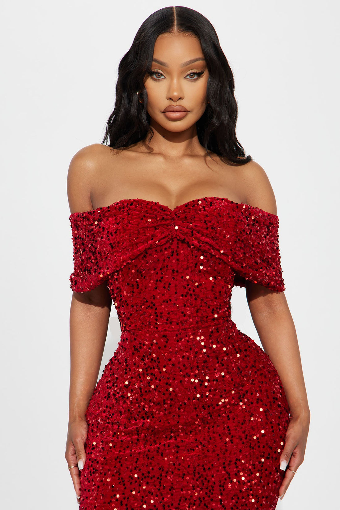 Elena Sequin Maxi Gown - Red