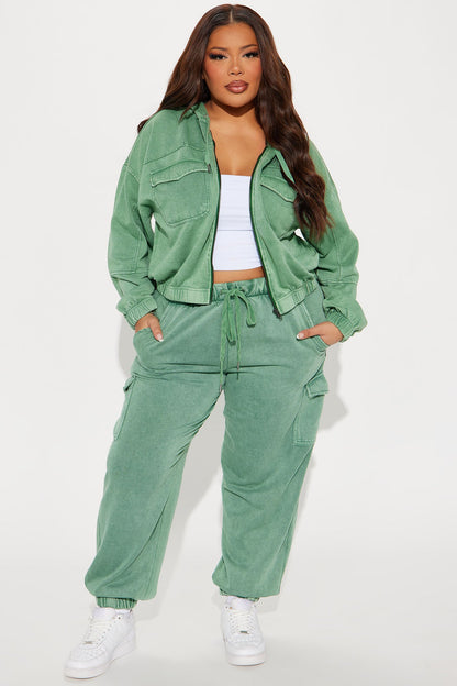 Fiona Fleece Lounge Jacket - Green