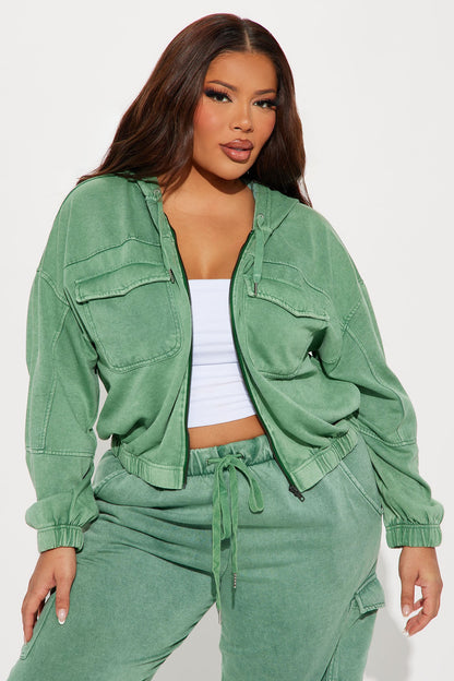 Fiona Fleece Lounge Jacket - Green
