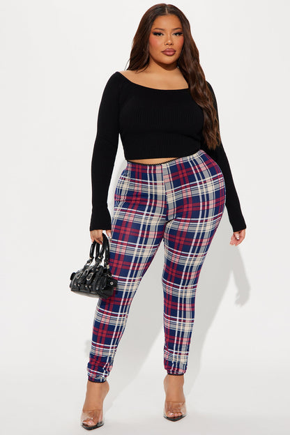 Camryn Plaid Legging - Magenta/combo