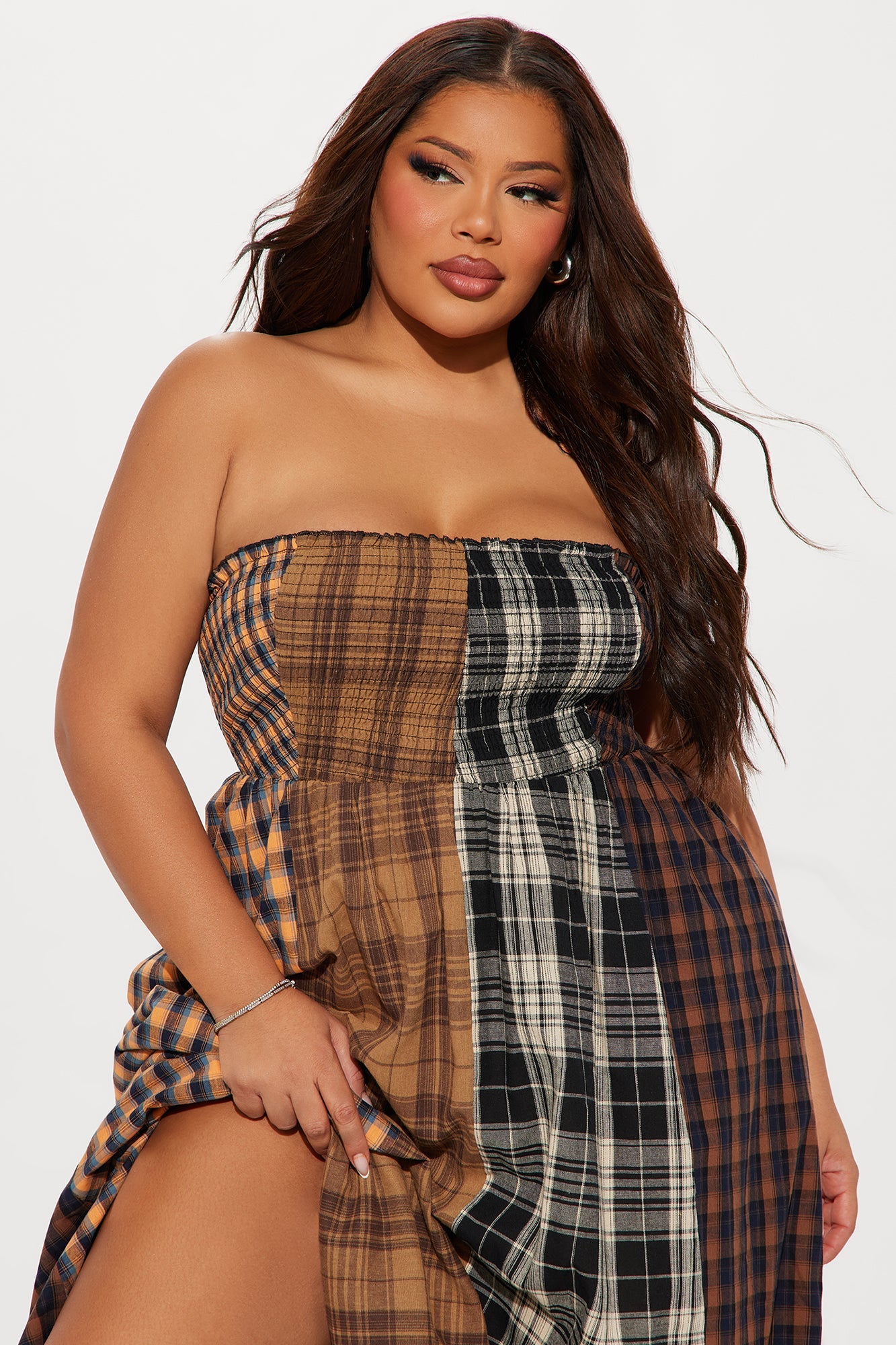 Painted In Plaid Maxi Dress - Multi Color