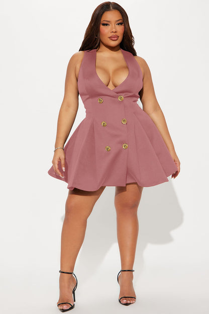 Queen Of Everything Pleated Mini Dress - Mauve