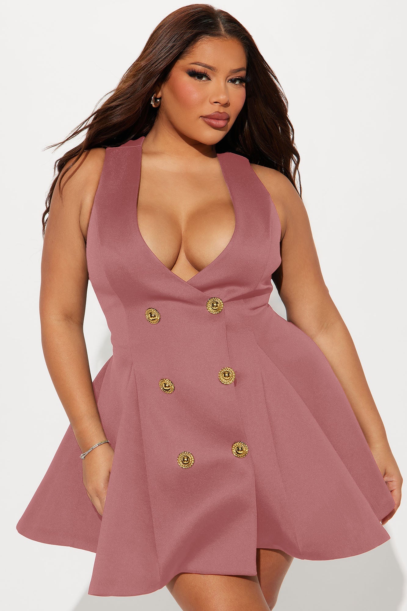 Queen Of Everything Pleated Mini Dress - Mauve