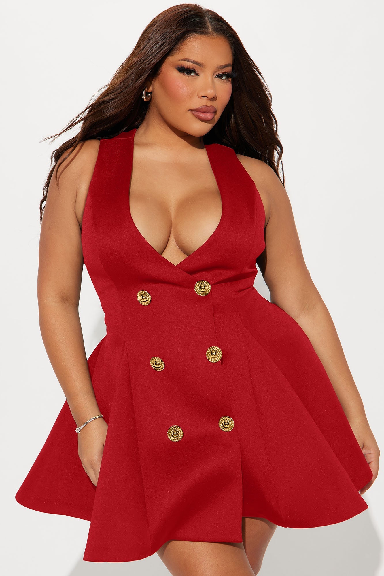 Queen Of Everything Pleated Mini Dress - Red