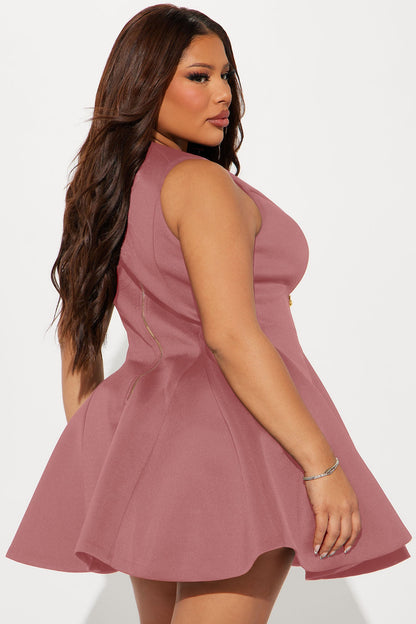 Queen Of Everything Pleated Mini Dress - Mauve