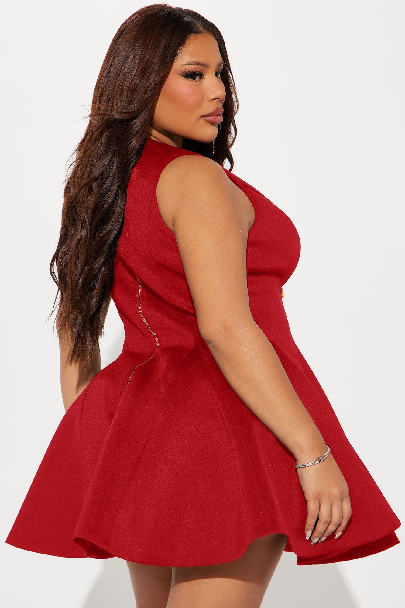 Queen Of Everything Pleated Mini Dress - Red