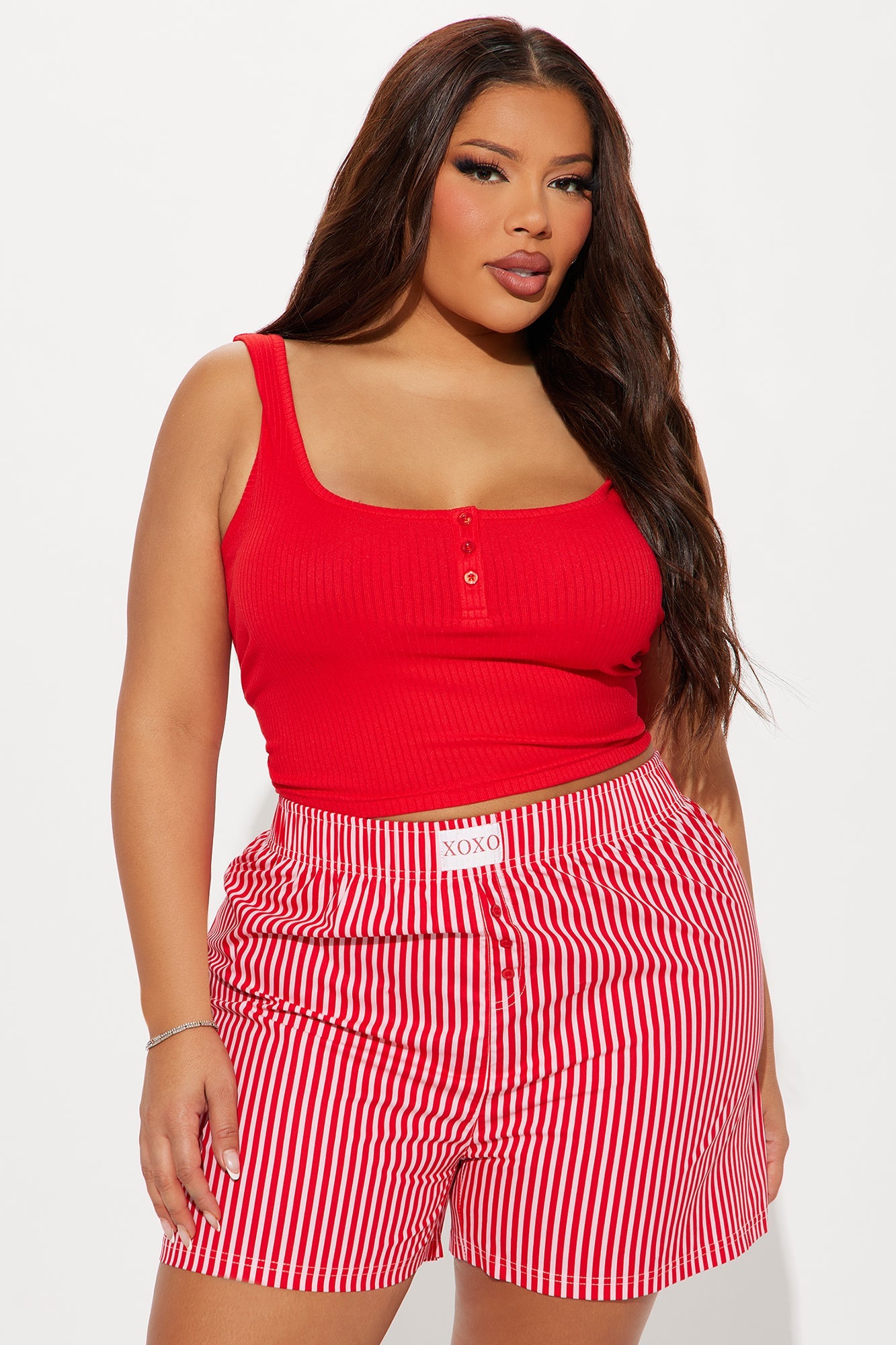 XOXO PJ Boxer Short Set - Red/combo