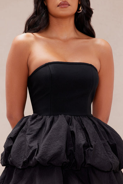 Corinna High Low Bubble Maxi Dress - Black