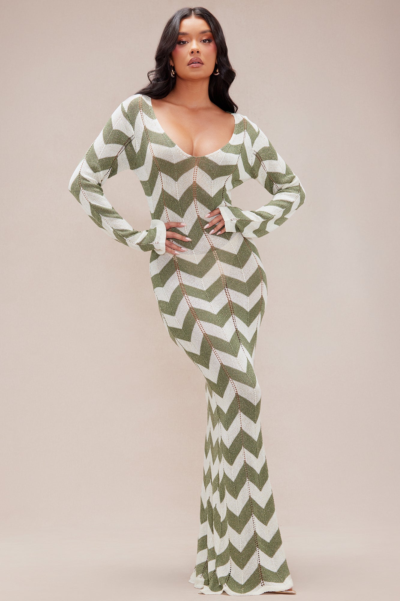 Marielle Sweater Maxi Dress - Green/combo