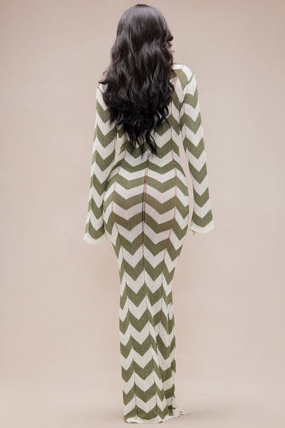 Marielle Sweater Maxi Dress - Green/combo