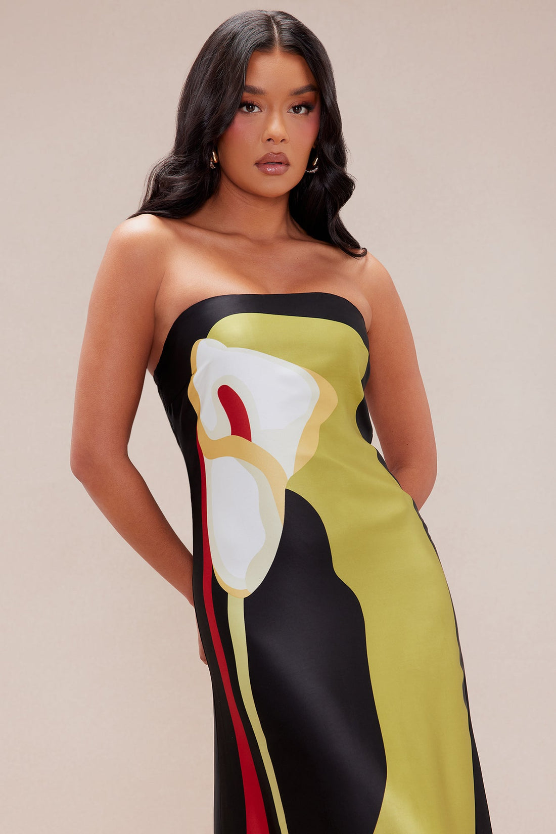Amalfi Satin Maxi Dress - Black/combo