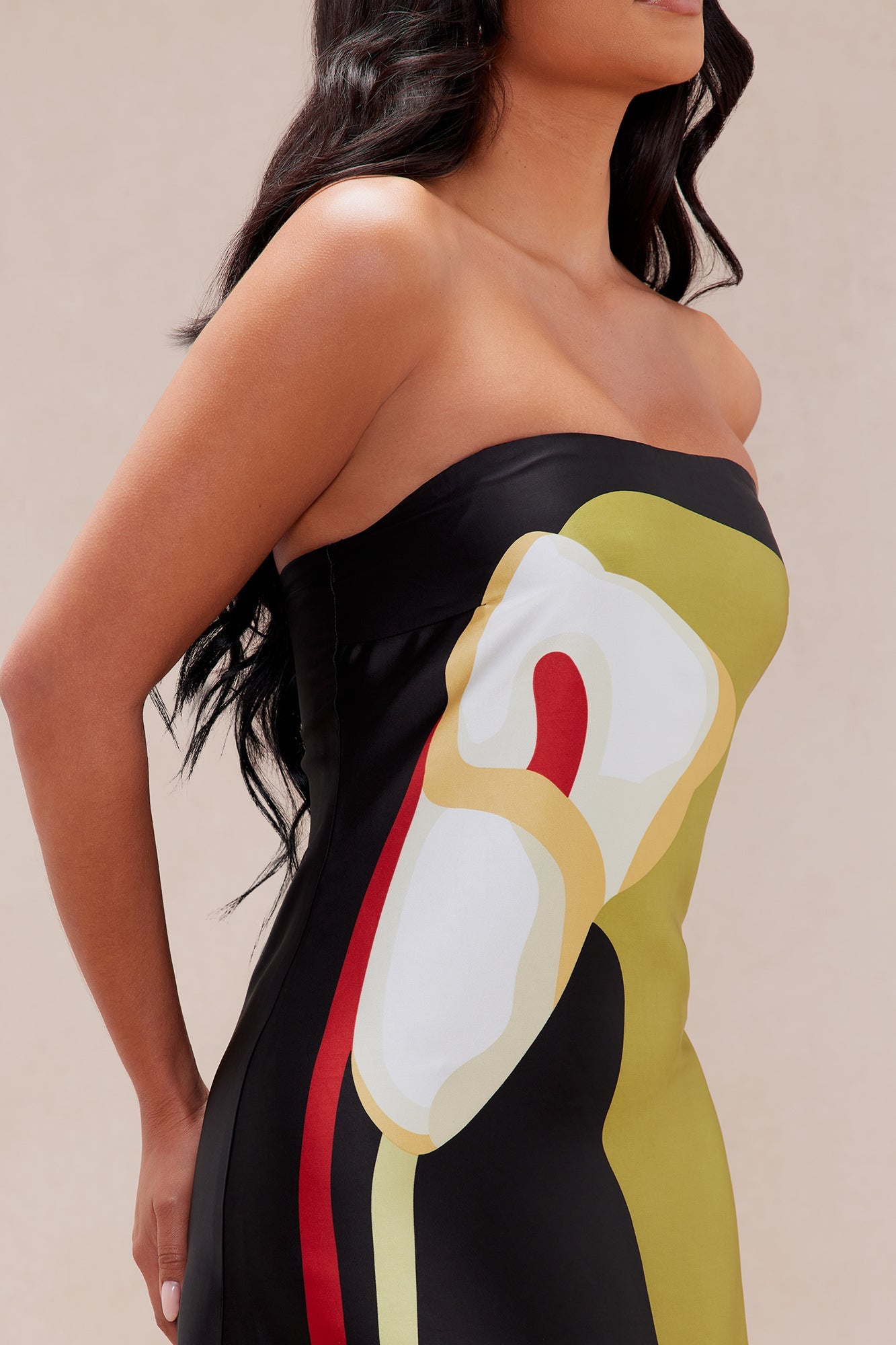 Amalfi Satin Maxi Dress - Black/combo