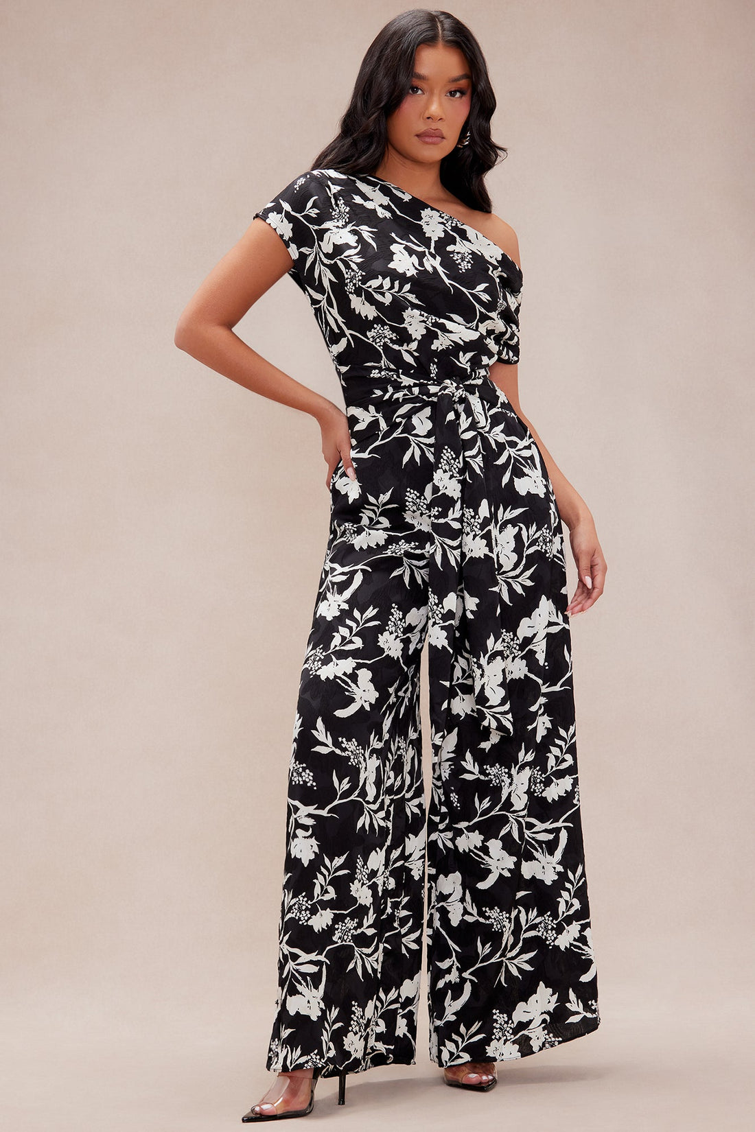Clarissa Satin Wide Leg Jumpsuit - Black/combo