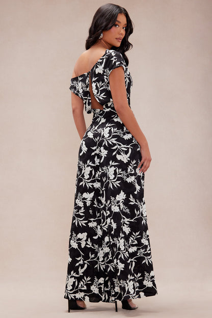 Clarissa Satin Wide Leg Jumpsuit - Black/combo