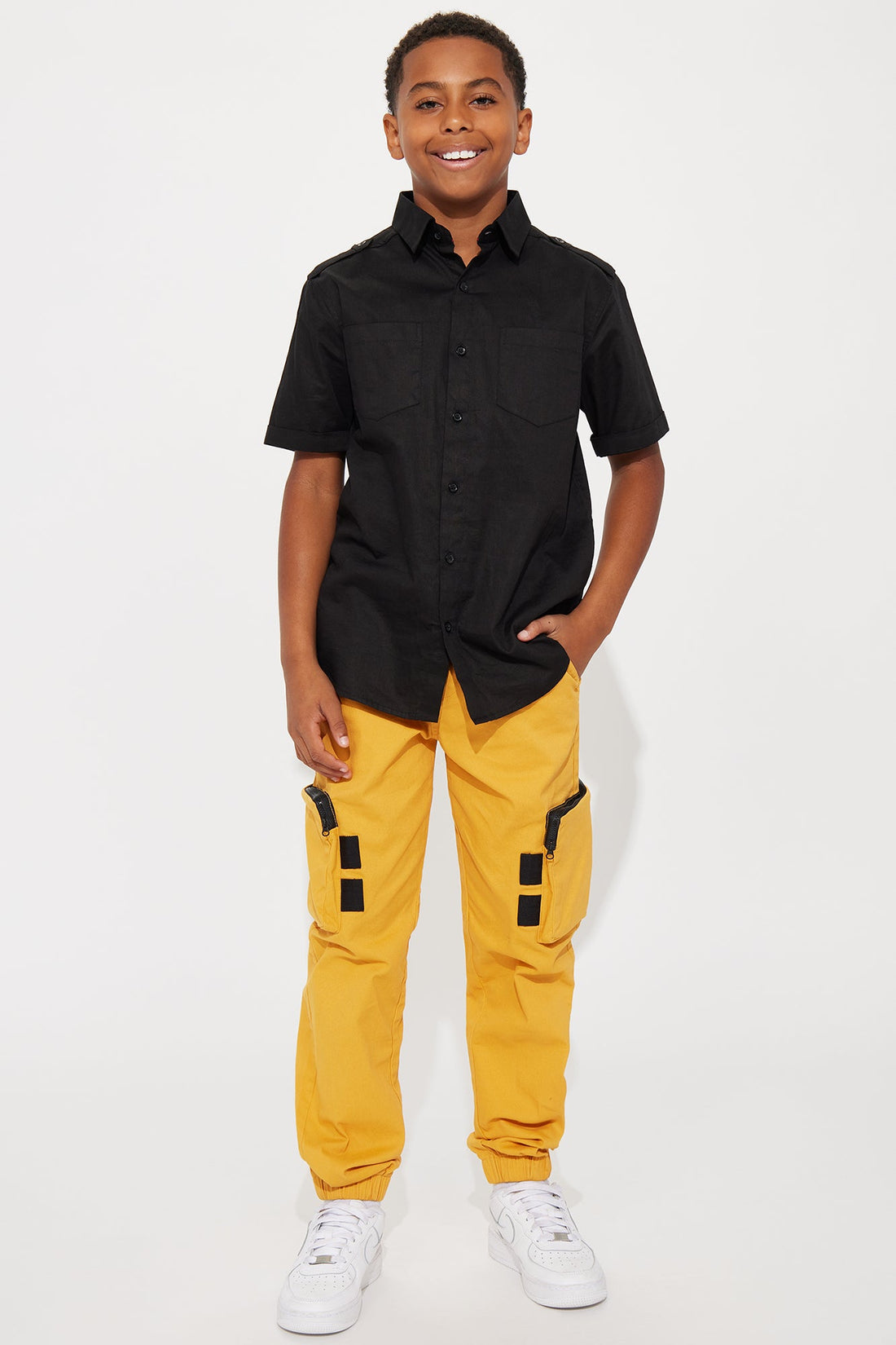 Mini Tough Is My Middle Name Cargo Twill Jogger Pant - Mustard