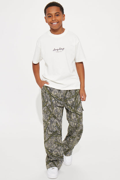 Mini Camo Squad Print Cargo Twill Pant - Olive