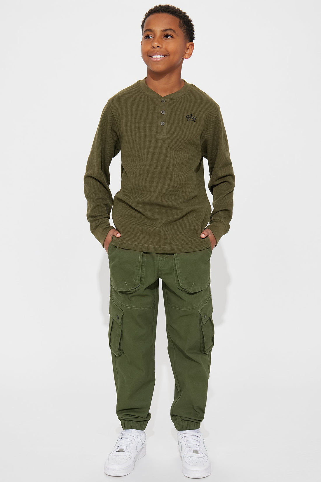Mini Sammy Cargo Jogger Twill Pant - Olive
