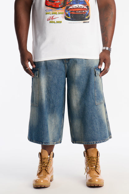 Super Baggy On Deck Cargo Denim Short - Dark Wash