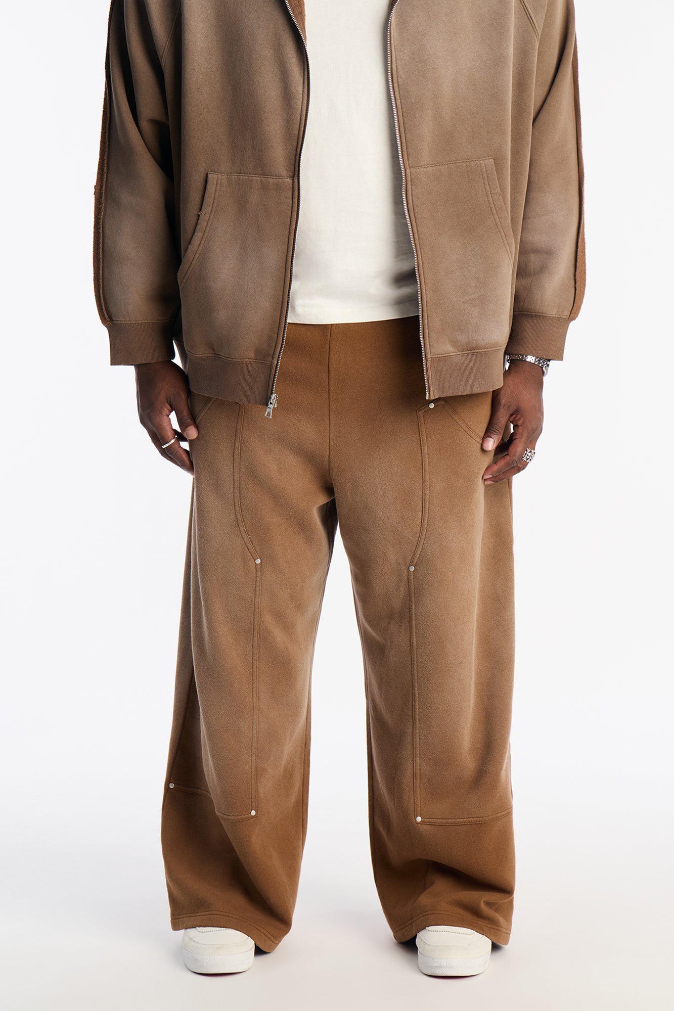 Wide Leg Carpenter Sweatpants - Brown