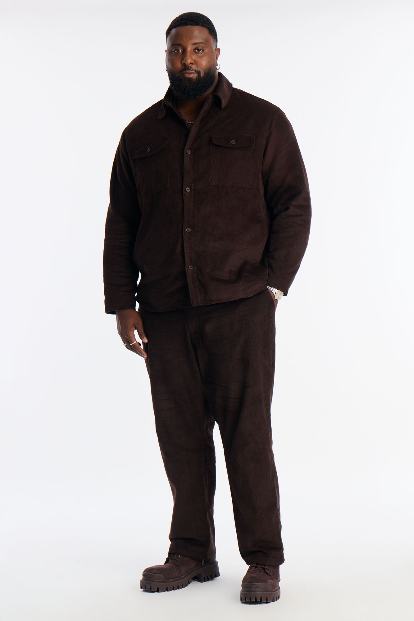 Straight Corduroy Wale Pant - Dark Brown