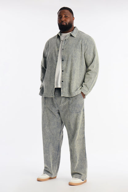 Chi Town Corduroy Button Up Shirt - Blue Wash