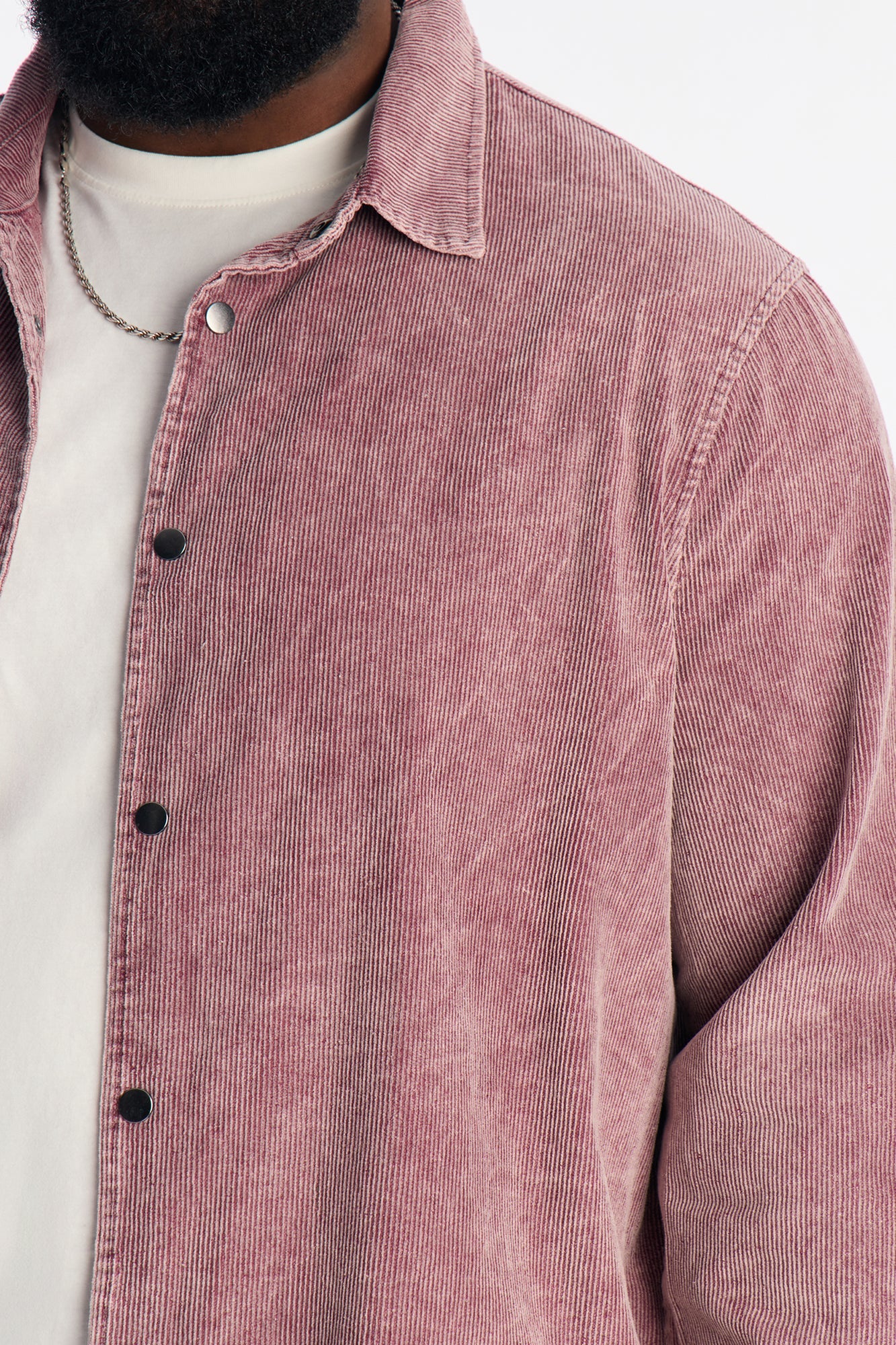 Chi Town Corduroy Button Up Shirt - Burgundy