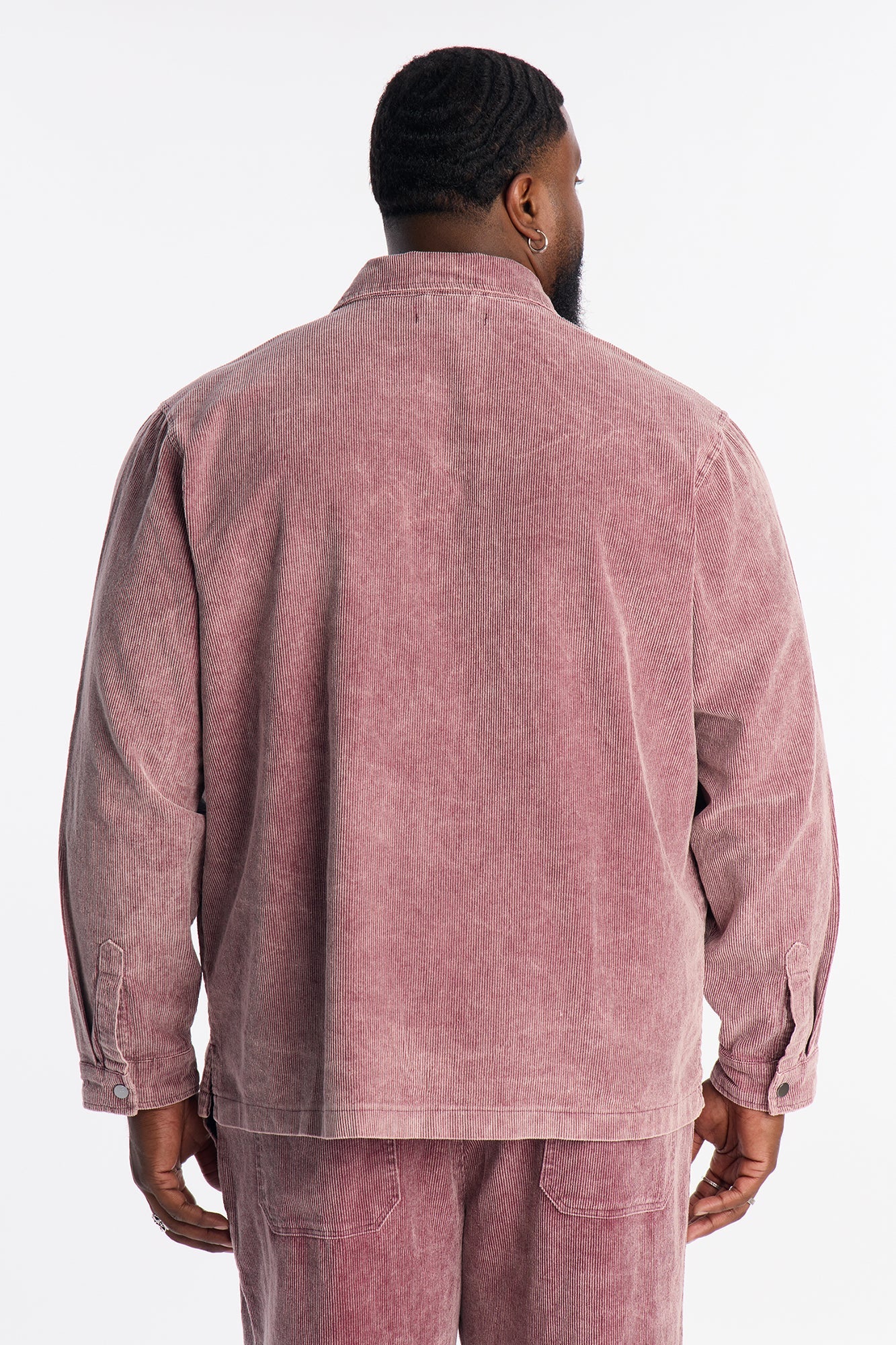 Chi Town Corduroy Button Up Shirt - Burgundy