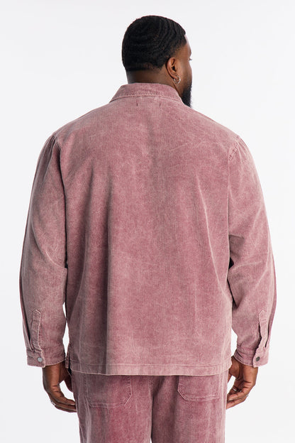 Chi Town Corduroy Button Up Shirt - Burgundy