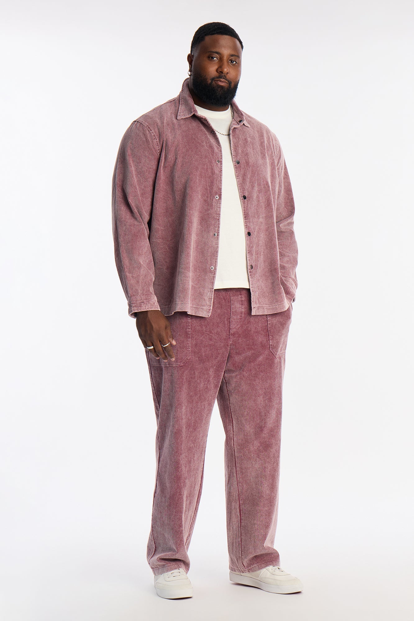 Chi Town Corduroy Button Up Shirt - Burgundy
