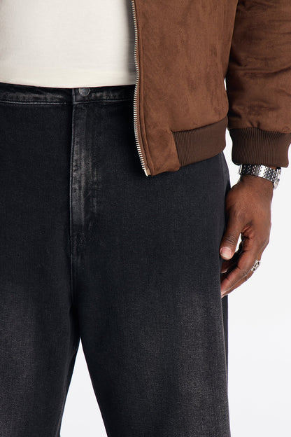 Baggy Wide Leg Tuxedo Stripe Jean - Black Wash