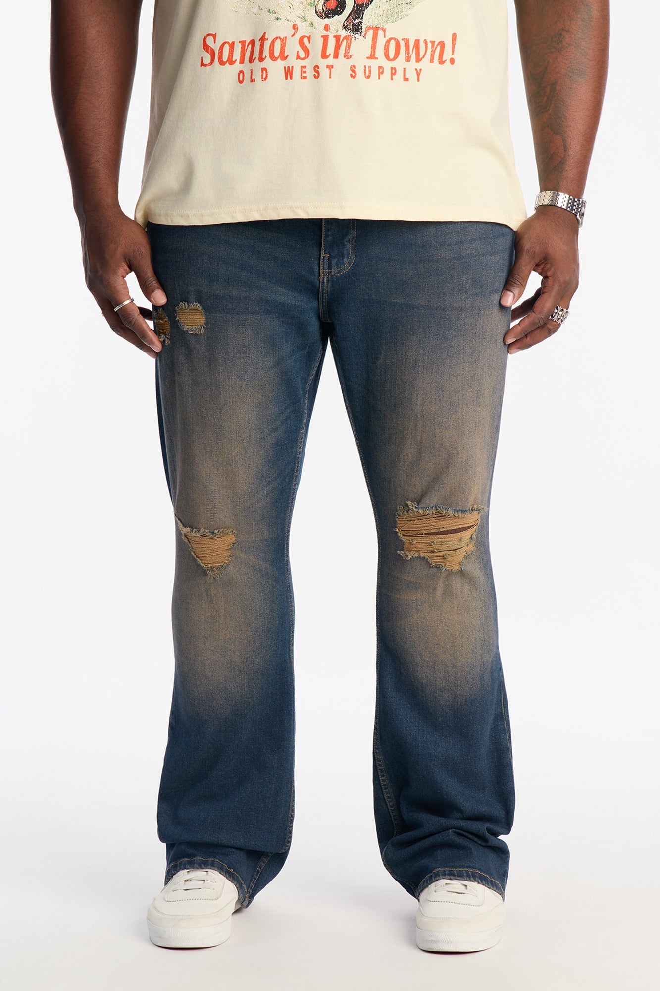 Stacked Skinny Flare Do It To You Destroyed Jean - Dark Wash