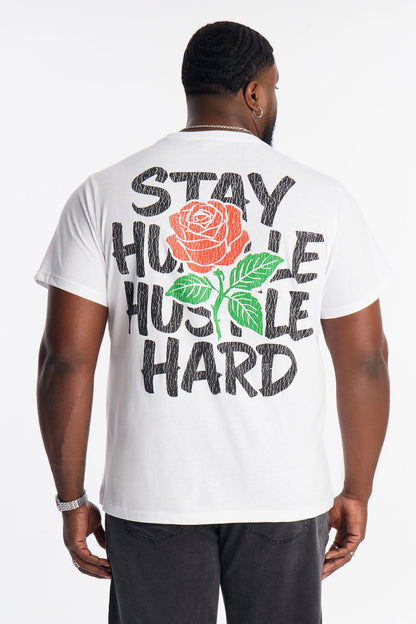 Give Me My Flowers Hustle Short Sleeve Tee - White