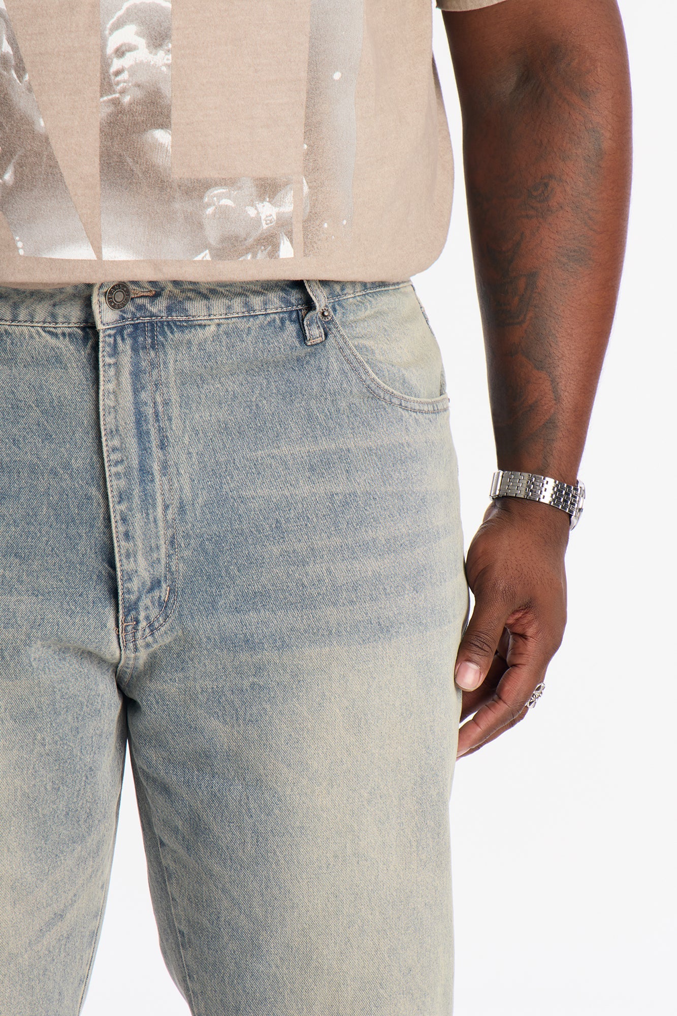 Stacked Slim Flare Heat Fray Jean - Light Wash